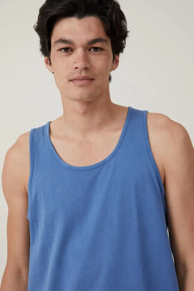 Men Tees and Tanks Cotton On Organic Tank Washed Cobalt