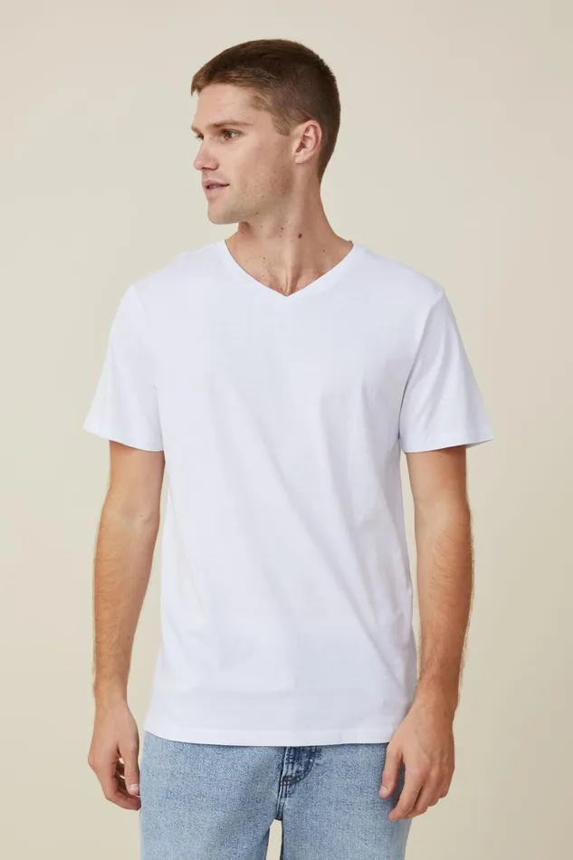 Men Tees and Tanks Cotton On Organic VNeck TShirt White