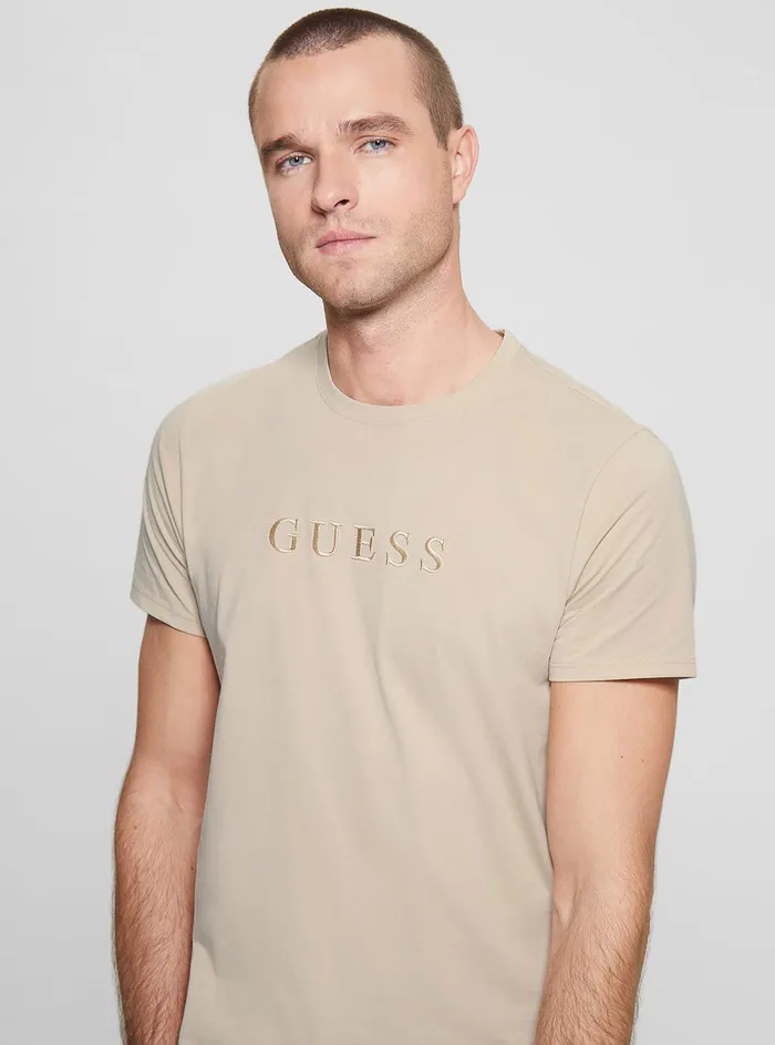 Men Tees and Tanks GUESS Beige Pima Logo Tshirt