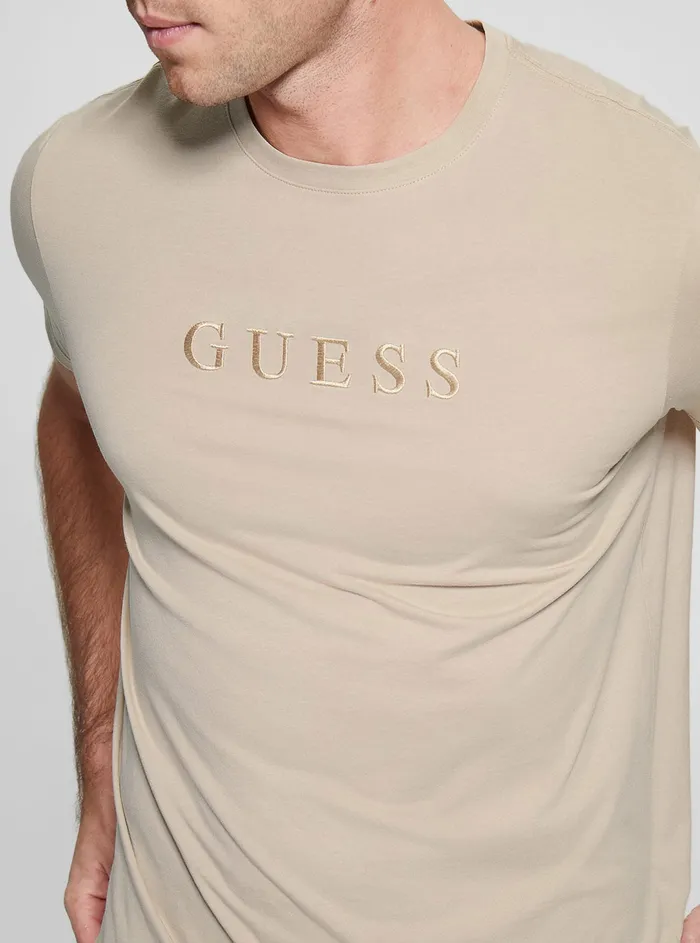 Men Tees and Tanks GUESS Beige Pima Logo Tshirt Men Tees and Tanks GUESS Beige Pima Logo Tshirt