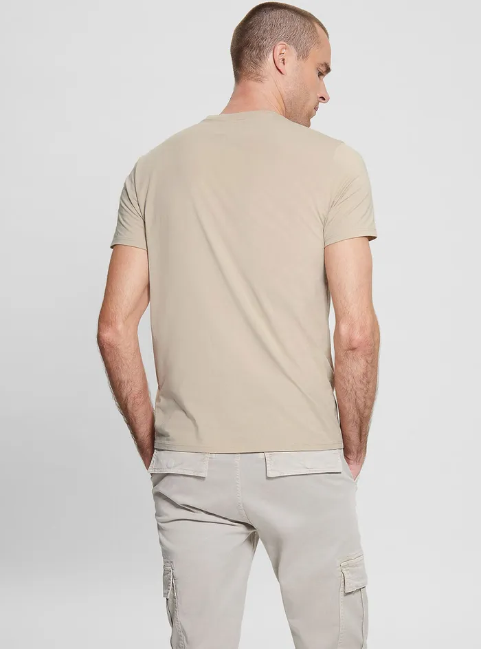 Men Tees and Tanks GUESS Beige Pima Logo Tshirt Men Tees and Tanks GUESS Beige Pima Logo Tshirt