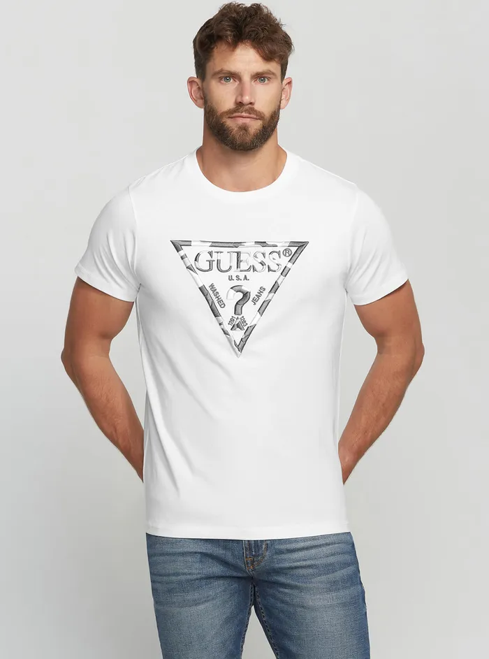 Men Tees and Tanks GUESS Eco White Gad Logo Tshirt