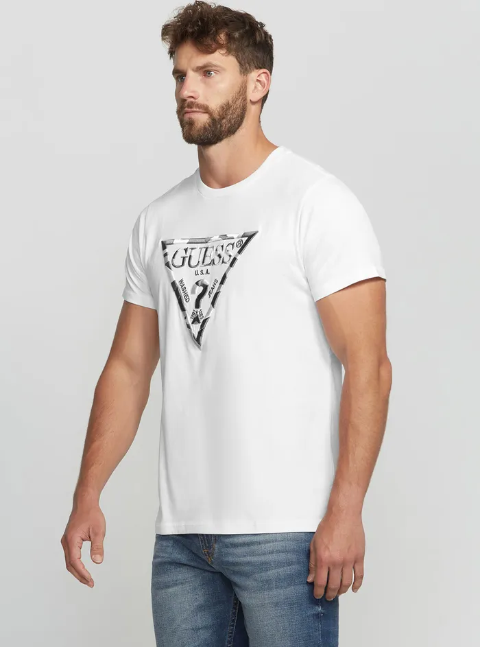 Men Tees and Tanks GUESS Eco White Gad Logo Tshirt Men Tees and Tanks GUESS Eco White Gad Logo Tshirt