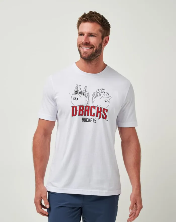 Men Tees TravisMathew ARIZONA DIAMONDBACKS STRIKE ONE TEE White