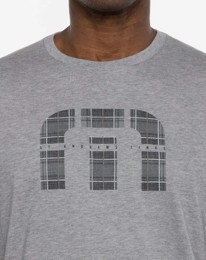 Men Tees TravisMathew ST ANDREWS SHADOWY PLAID TEE Heather Grey Men Tees TravisMathew ST ANDREWS SHADOWY PLAID TEE Heather Grey