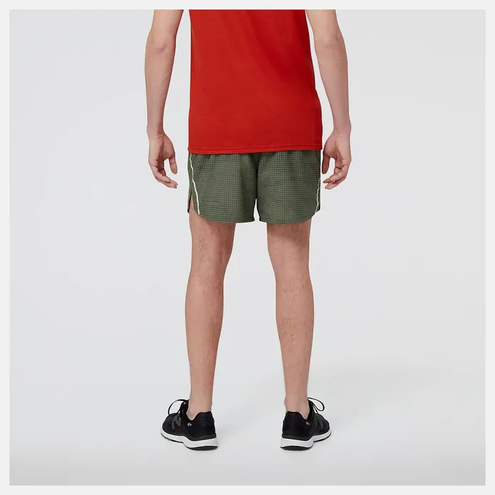 Men United Airlines NYC Half Printed Impact Run 5 Inch Short Deep Olive Green New Balance Shorts