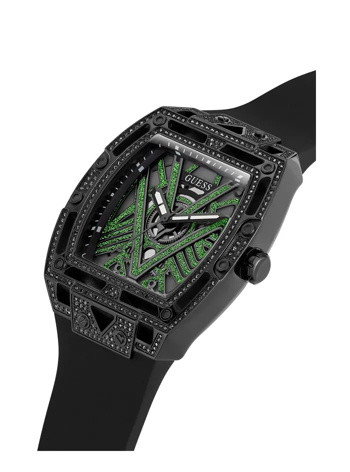 Men Watches GUESS Black Legend Silicone Glitz Watch