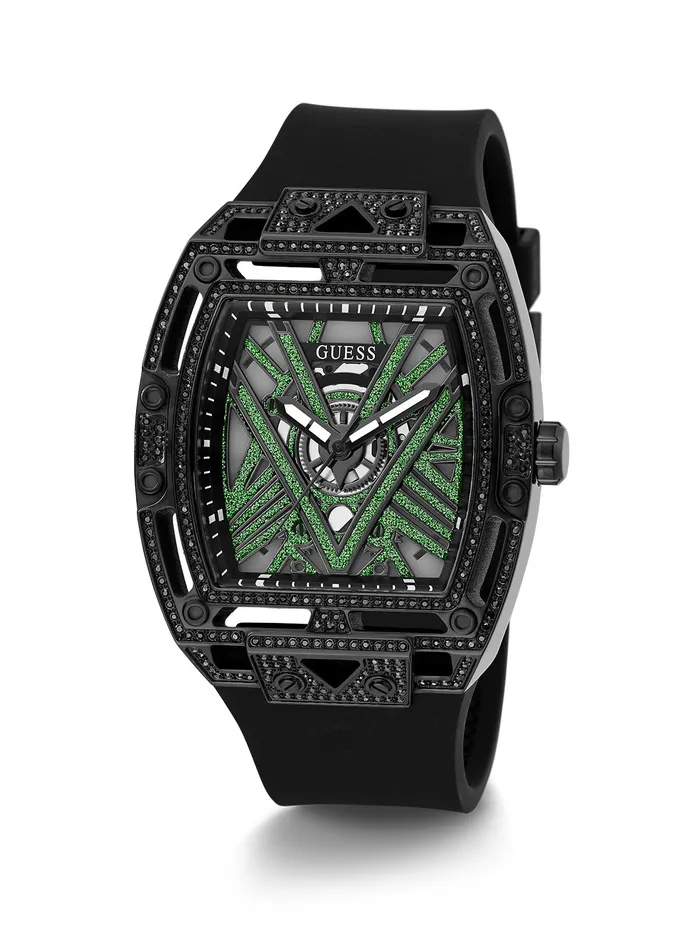 Men Watches GUESS Black Legend Silicone Glitz Watch