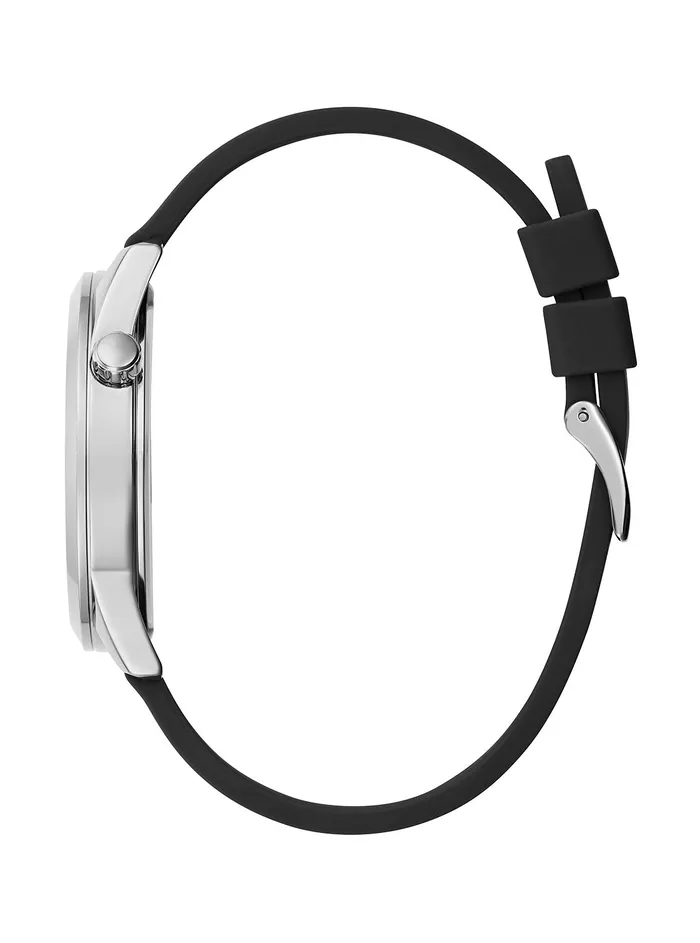 Men Watches GUESS Black Silver Max Silicone Watch