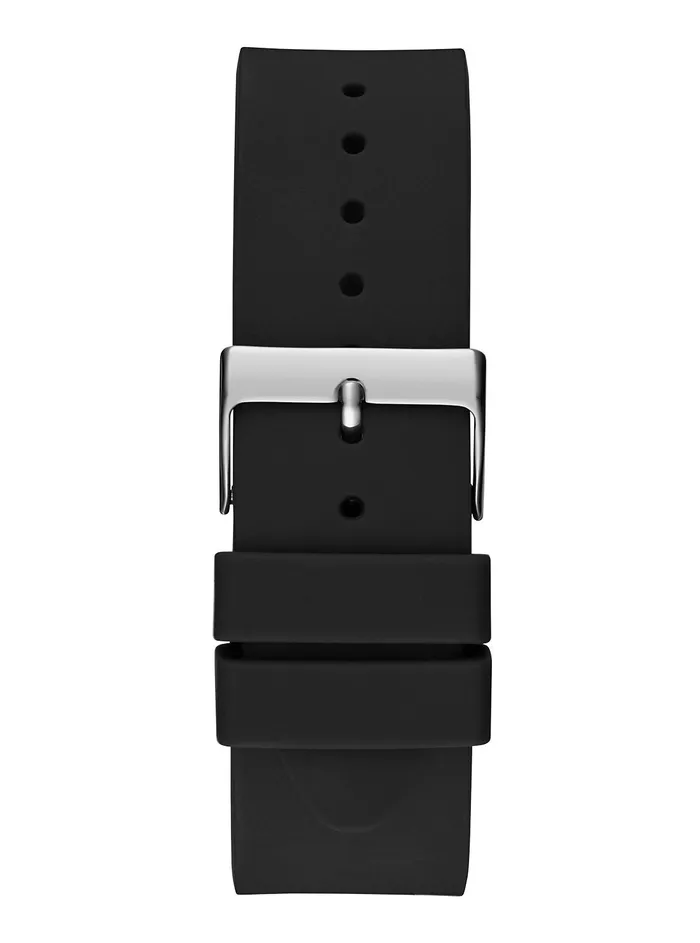 Men Watches GUESS Black Silver Max Silicone Watch