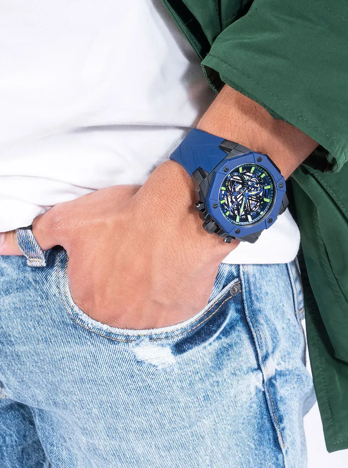 Men Watches GUESS Blue Formula Silicone Watch