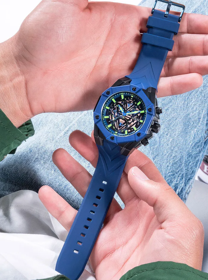 Men Watches GUESS Blue Formula Silicone Watch