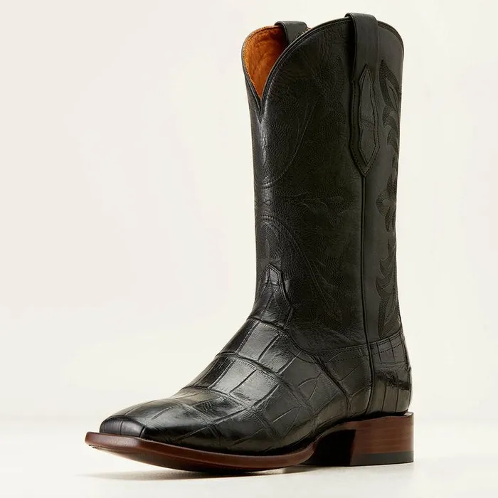 Men Western Boots Ariat Bench Made Bassett Western Boot Black American Alligator Tail