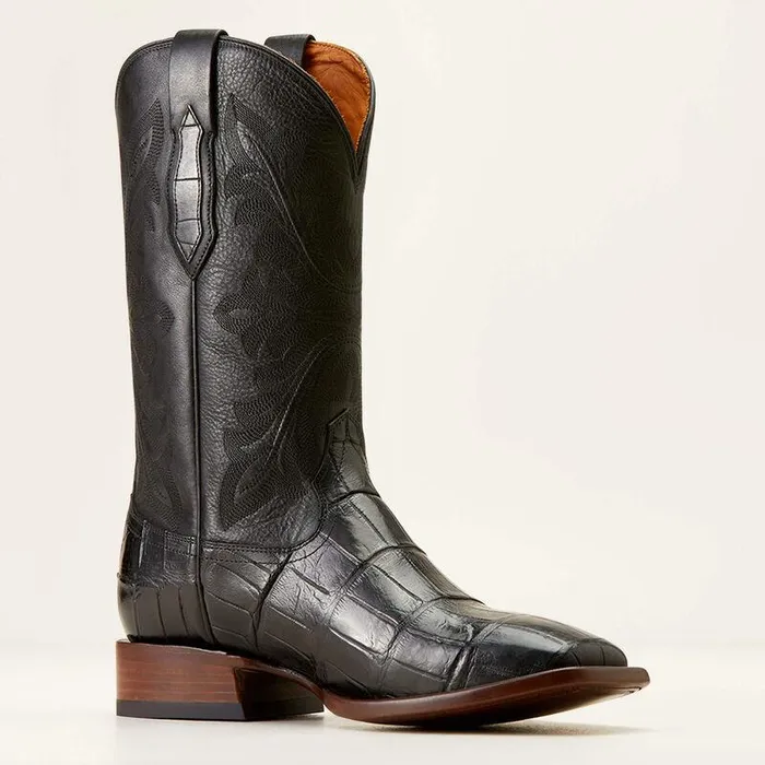 Men Western Boots Ariat Bench Made Bassett Western Boot Black American Alligator Tail Men Western Boots Ariat Bench Made Bassett Western Boot Black American Alligator Tail