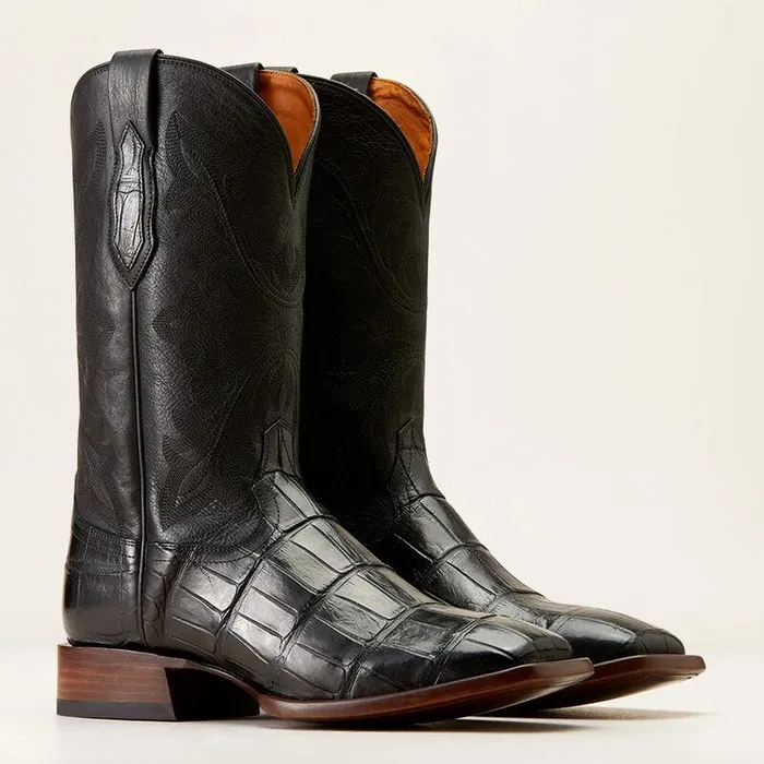 Men Western Boots Ariat Bench Made Bassett Western Boot Black American Alligator Tail Men Western Boots Ariat Bench Made Bassett Western Boot Black American Alligator Tail