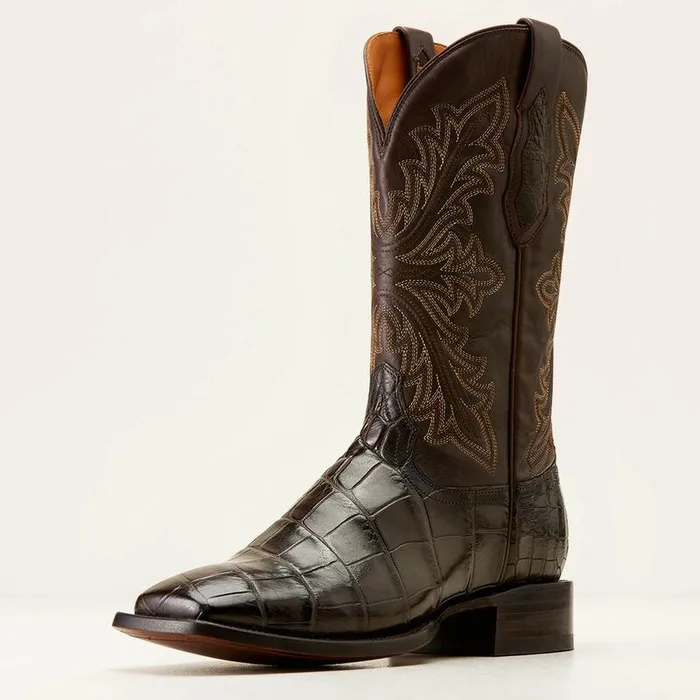 Men Western Boots Ariat Bench Made Bassett Western Boot Hickory American Alligator