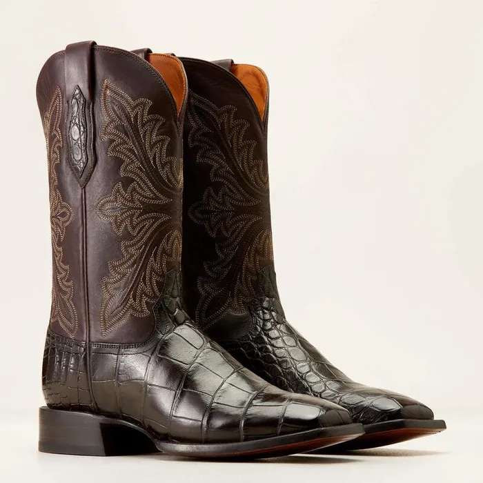 Men Western Boots Ariat Bench Made Bassett Western Boot Hickory American Alligator