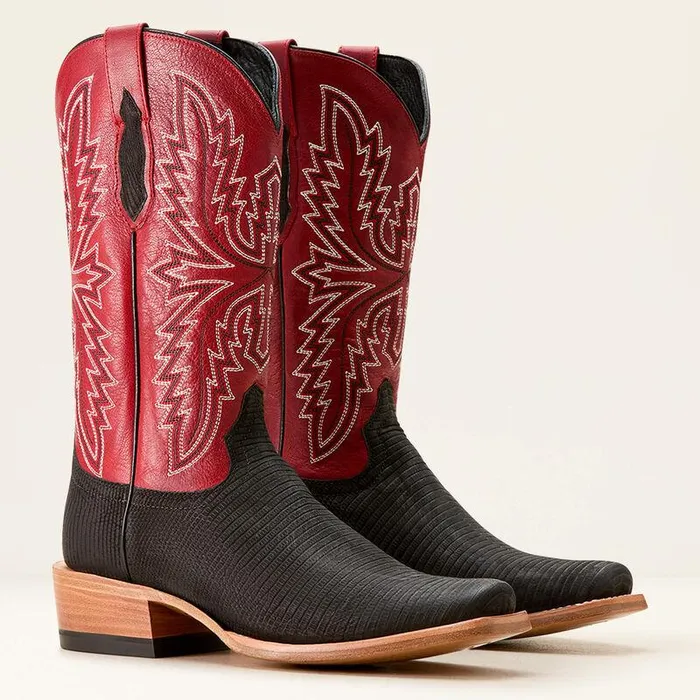 Men Western Boots Ariat Futurity Relentless Golde Rush Cowboy Boot Black Lizardbravado Red