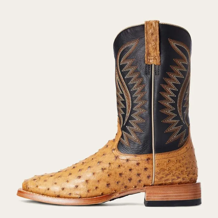 Men Western Boots Ariat Gallup Western Boot Tan Full Quill Ostrich