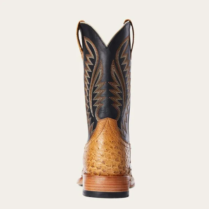 Men Western Boots Ariat Gallup Western Boot Tan Full Quill Ostrich