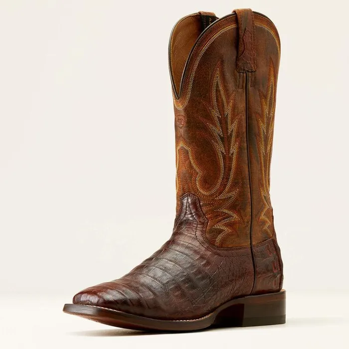 Men Western Boots Ariat Gunslinger Cowboy Boot Dark Amber Caiman Bellyhotfire Rust