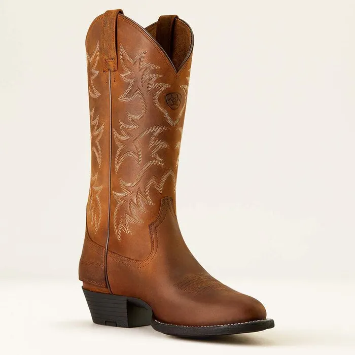 Men Western Boots Ariat Heritage R Toe EZ Zip Western Boot Distressed Brown