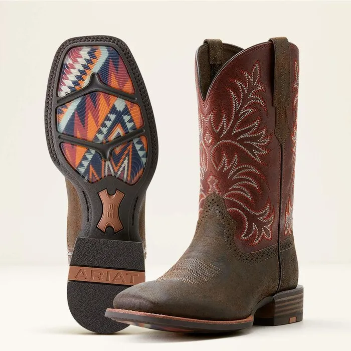 Men Western Boots Ariat Oakwood Cowboy Boot Antique Greyroasted Chestnut