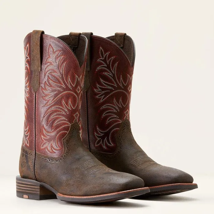 Men Western Boots Ariat Oakwood Cowboy Boot Antique Greyroasted Chestnut