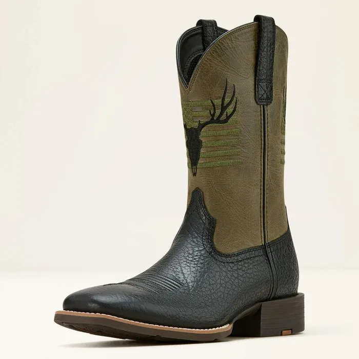 Men Western Boots Ariat Sport Antlers Cowboy Boot Black Adobefour Leaf Clover