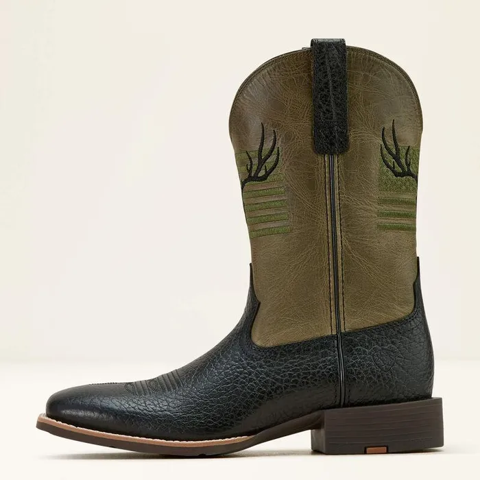 Men Western Boots Ariat Sport Antlers Cowboy Boot Black Adobefour Leaf Clover