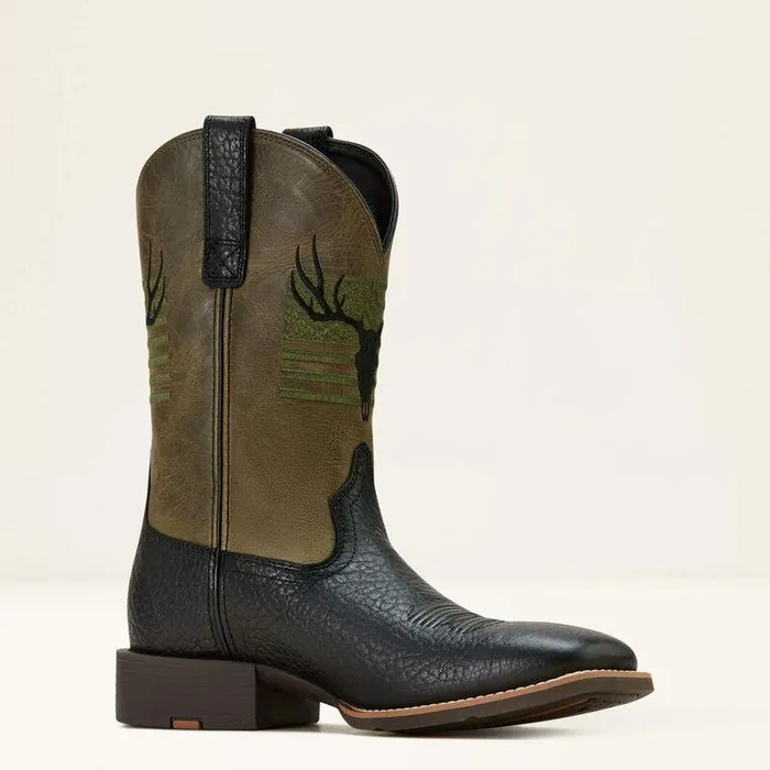 Men Western Boots Ariat Sport Antlers Cowboy Boot Black Adobefour Leaf Clover