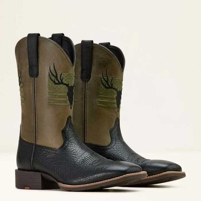 Men Western Boots Ariat Sport Antlers Cowboy Boot Black Adobefour Leaf Clover