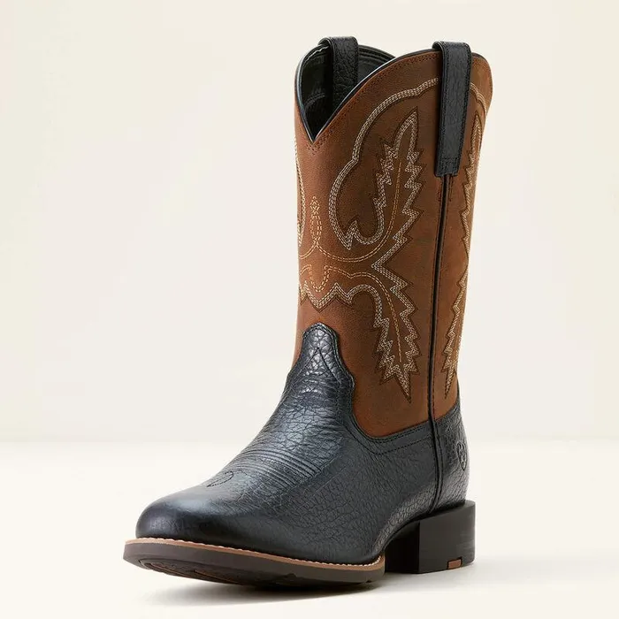 Men Western Boots Ariat Sport Stratten Cowboy Boot Black Adobeweathered Chestnut