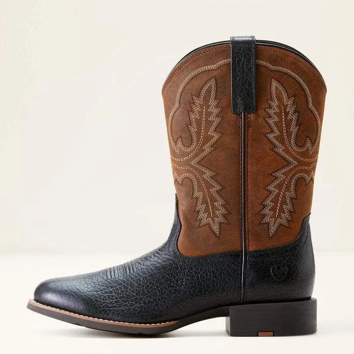 Men Western Boots Ariat Sport Stratten Cowboy Boot Black Adobeweathered Chestnut