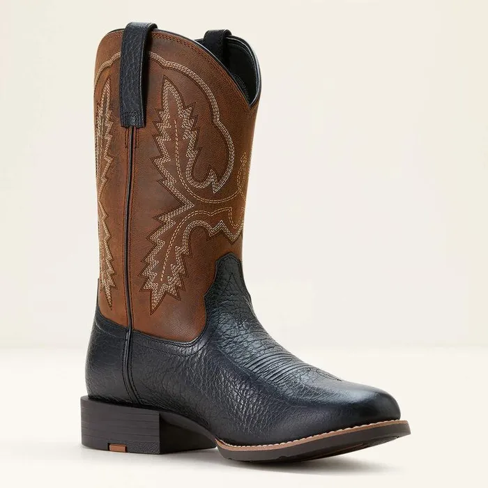 Men Western Boots Ariat Sport Stratten Cowboy Boot Black Adobeweathered Chestnut