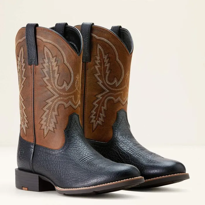 Men Western Boots Ariat Sport Stratten Cowboy Boot Black Adobeweathered Chestnut