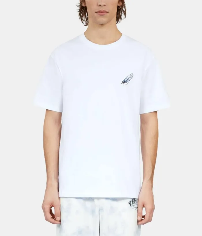 Men White Tshirt With Feather Embroidery THE KOOPLES Tshirts
