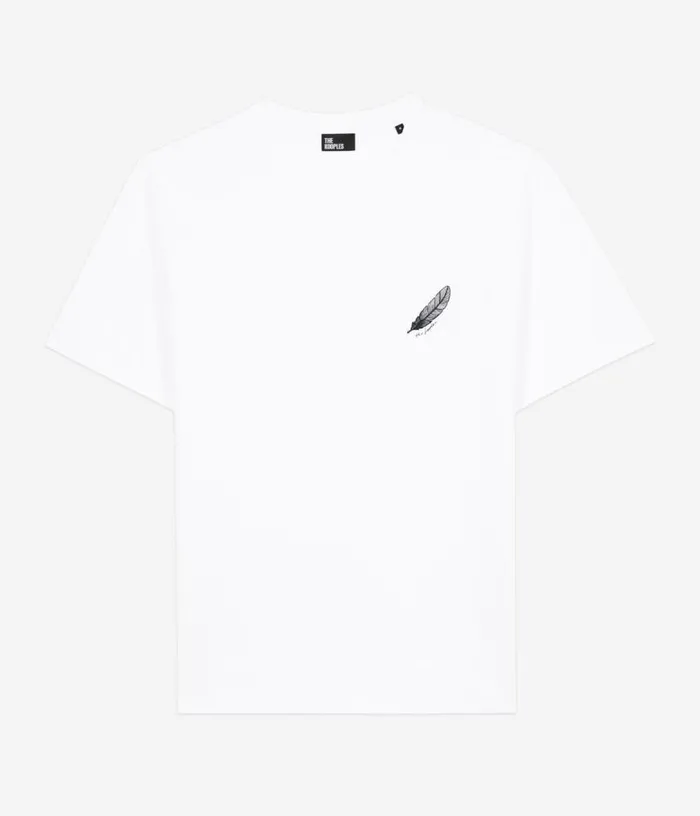 Men White Tshirt With Feather Embroidery THE KOOPLES Tshirts