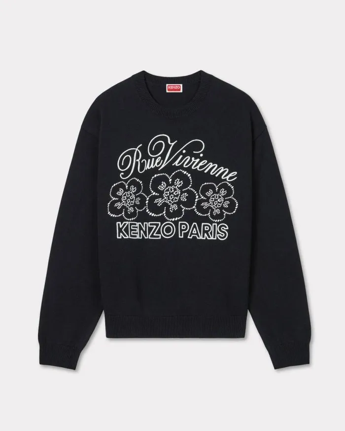 MenWomen 039KENZO Constellation039 Genderless Embroidered Jumper In Wool And Cotton Black Kenzo Sweaters And Cardigans