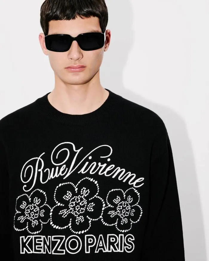 MenWomen 039KENZO Constellation039 Genderless Embroidered Jumper In Wool And Cotton Black Kenzo Sweaters And Cardigans
