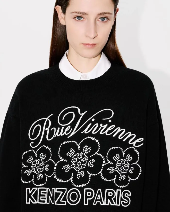 MenWomen 039KENZO Constellation039 Genderless Embroidered Jumper In Wool And Cotton Black Kenzo Sweaters And Cardigans