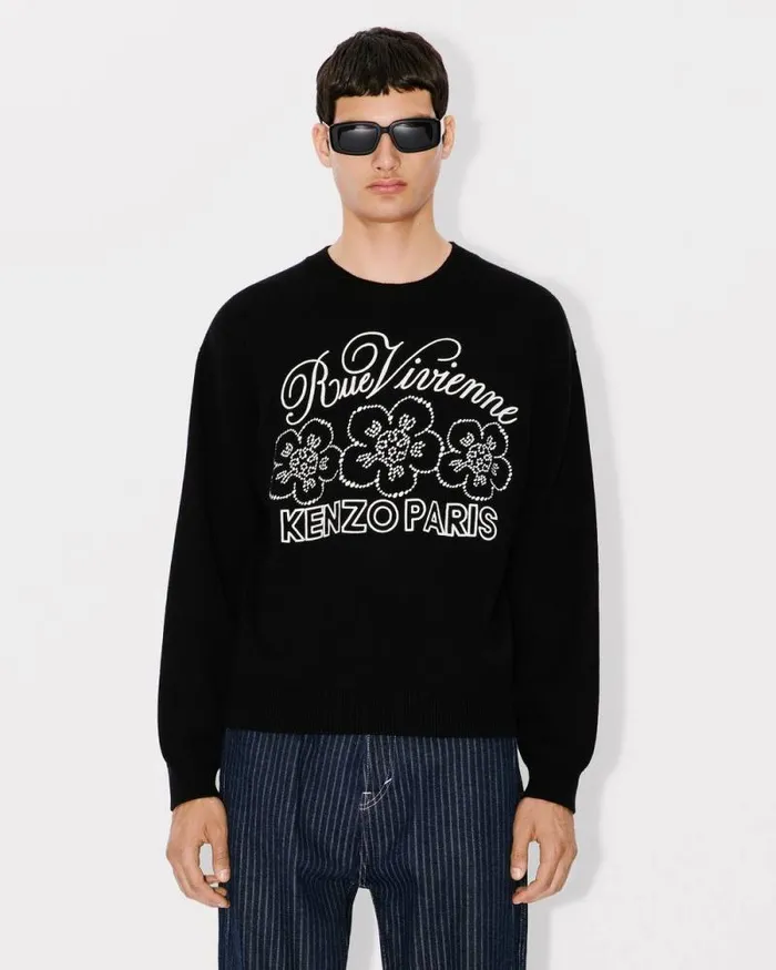 MenWomen 039KENZO Constellation039 Genderless Embroidered Jumper In Wool And Cotton Black Kenzo Sweaters And Cardigans