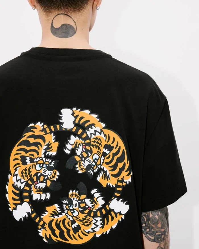 MenWomen 039KENZO VERDY MARKET039 Genderless Oversized Tshirt In Cotton Black Kenzo Tshirts And Polos