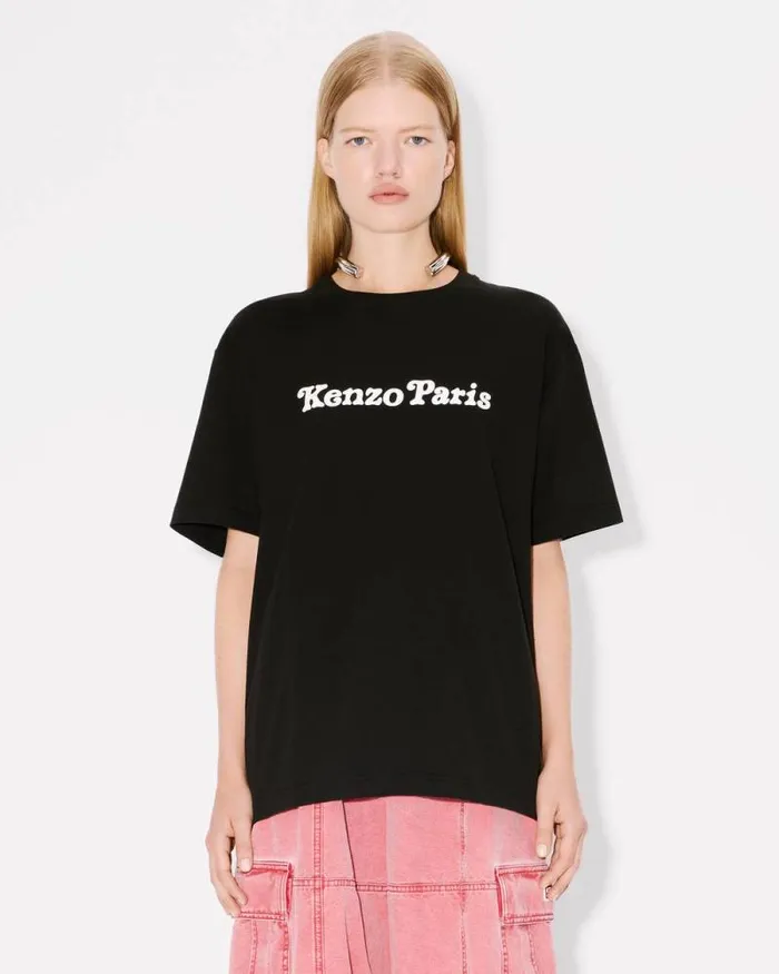 MenWomen 039KENZO VERDY MARKET039 Genderless Oversized Tshirt In Cotton Black Kenzo Tshirts And Polos