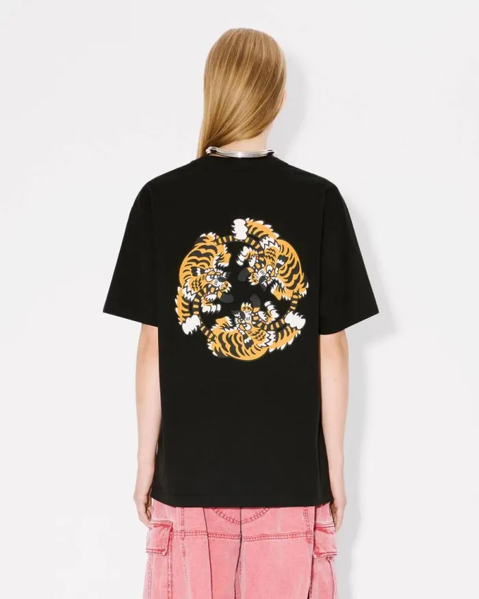 MenWomen 039KENZO VERDY MARKET039 Genderless Oversized Tshirt In Cotton Black Kenzo Tshirts And Polos