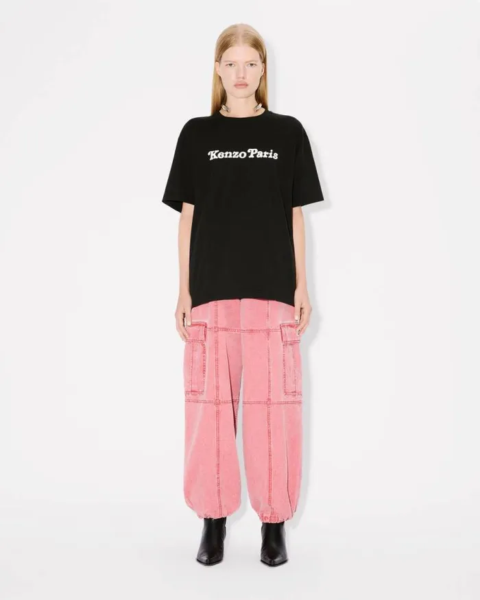 MenWomen 039KENZO VERDY MARKET039 Genderless Oversized Tshirt In Cotton Black Kenzo Tshirts And Polos