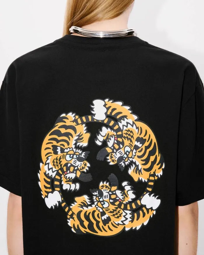 MenWomen 039KENZO VERDY MARKET039 Genderless Oversized Tshirt In Cotton Black Kenzo Tshirts And Polos