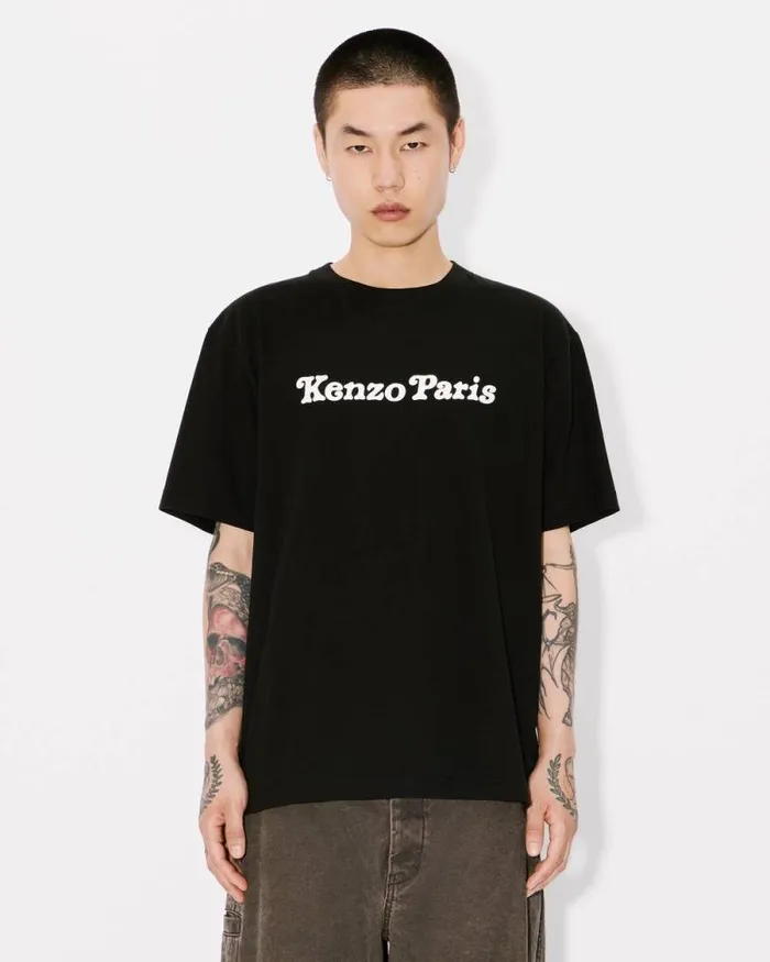 MenWomen 039KENZO VERDY MARKET039 Genderless Oversized Tshirt In Cotton Black Kenzo Tshirts And Polos