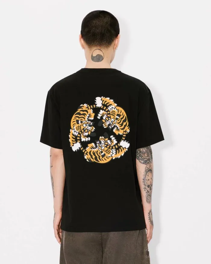 MenWomen 039KENZO VERDY MARKET039 Genderless Oversized Tshirt In Cotton Black Kenzo Tshirts And Polos