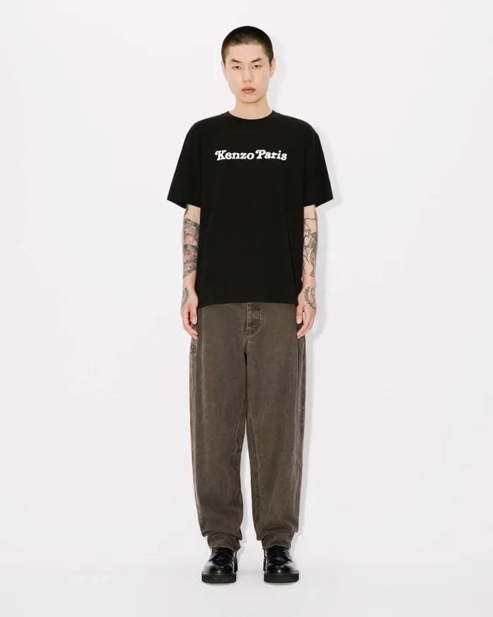 MenWomen 039KENZO VERDY MARKET039 Genderless Oversized Tshirt In Cotton Black Kenzo Tshirts And Polos